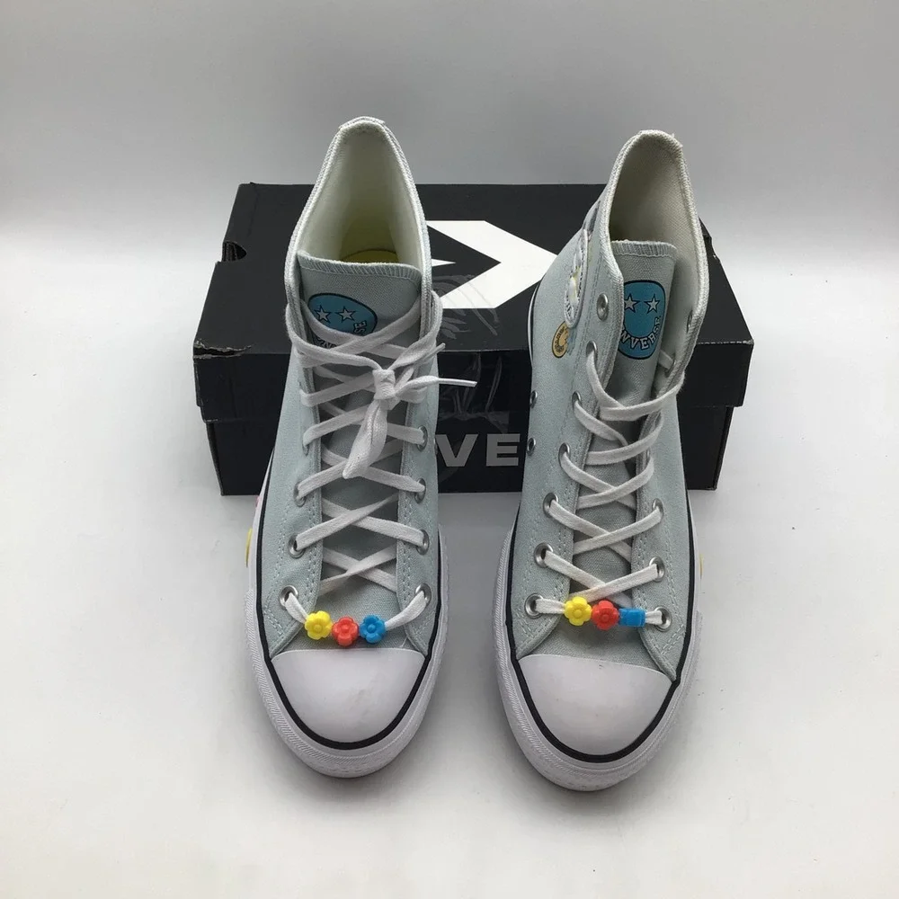 Converse CTAS Lift Hi Sunflower Smiles Blue Platform Sneakers A16296C Size 8 NEW